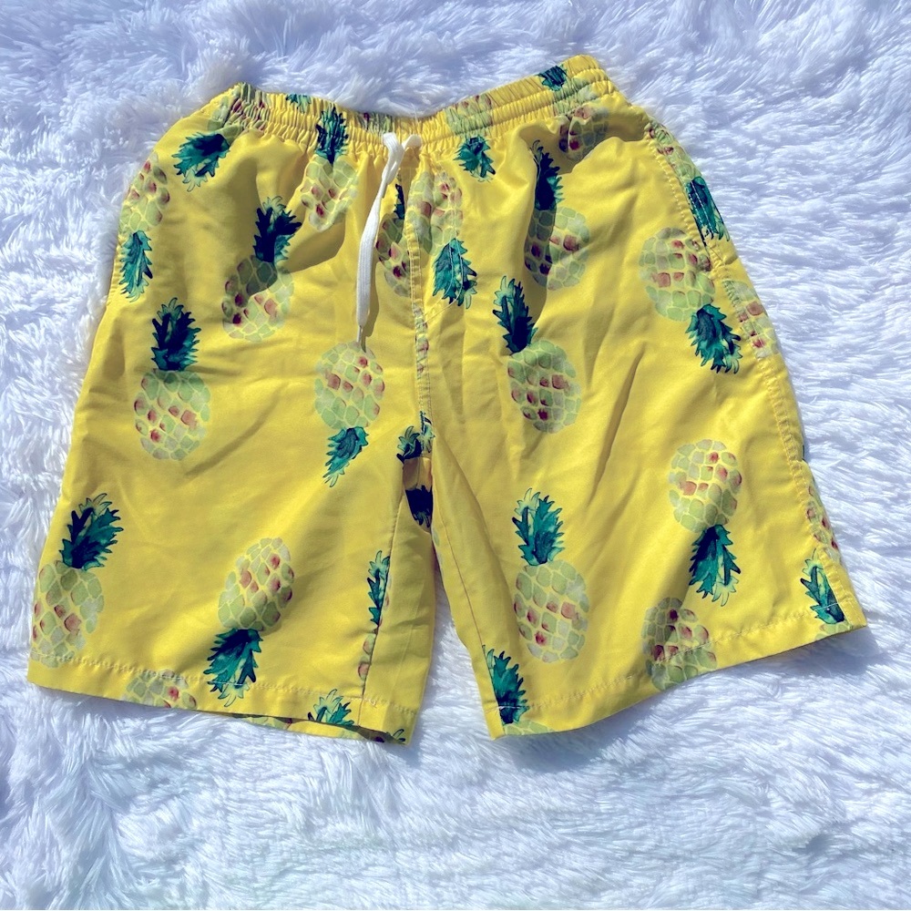 Yellow Pineapple Print Swim Shorts